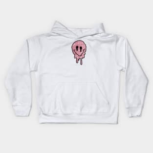 Melting Smiley Face Pink Aesthetic Kids Hoodie